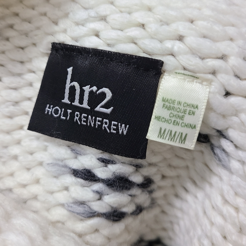 HOLT RENFREW HR2 Cream & Black Long Sleeves Turtleneck Sweater Women's Size M - Picture 13 of 14